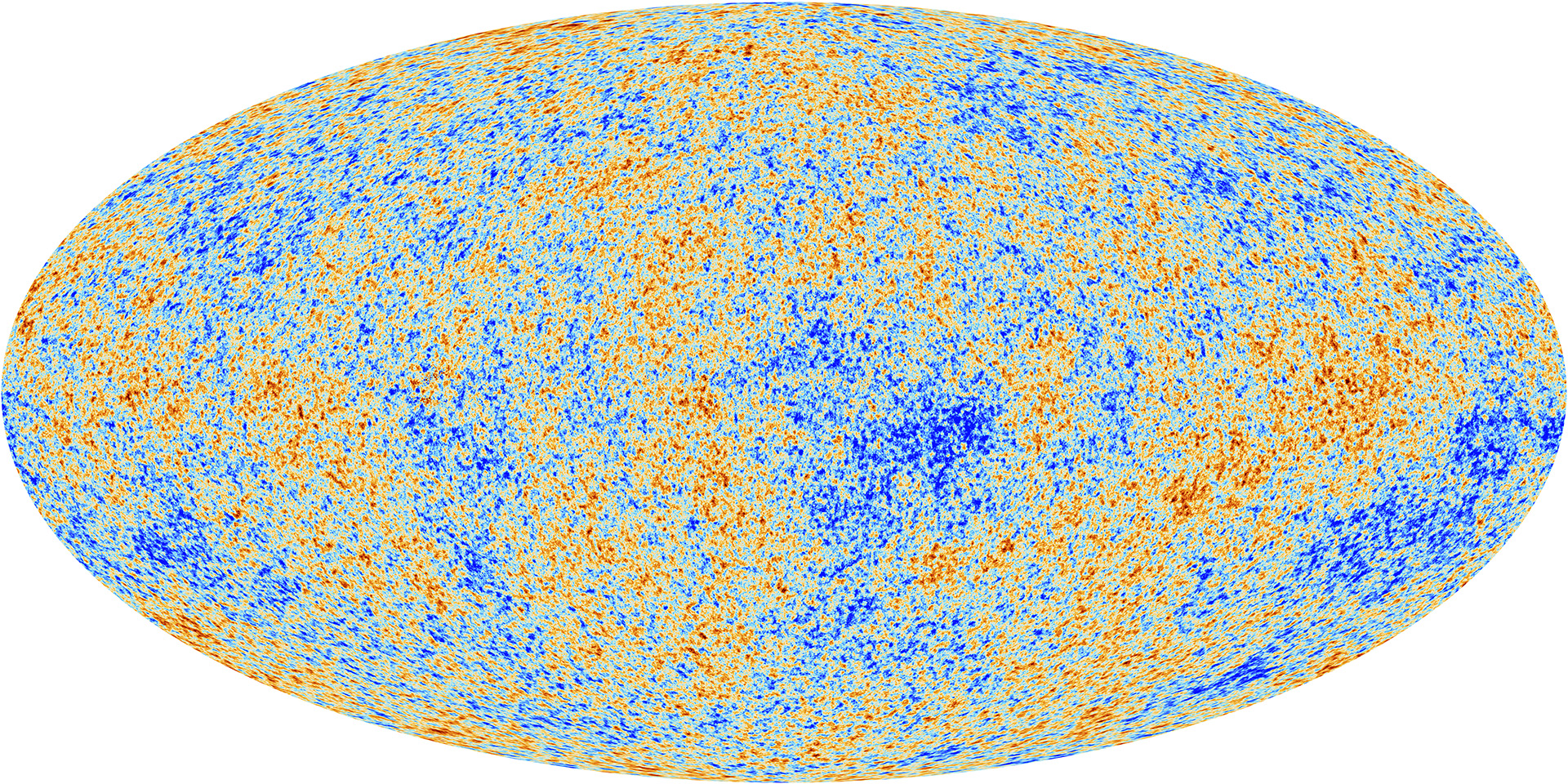  map of the fluctuations in the
cosmic microwave background as measured by the Planck
satellite across the full sky (false colours; blue
indicates colder regions, red indicates hotter regions). In
the inflationary picture, the fluctuations are generated by
the quantum effects that we have already discussed. 